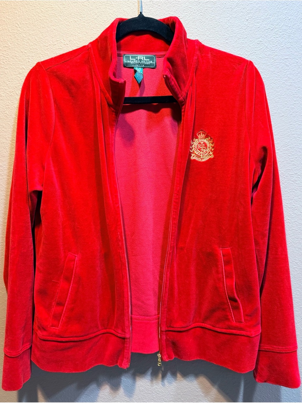 Ralph Lauren Red Velvet Teddy Zip-Up Jacket
